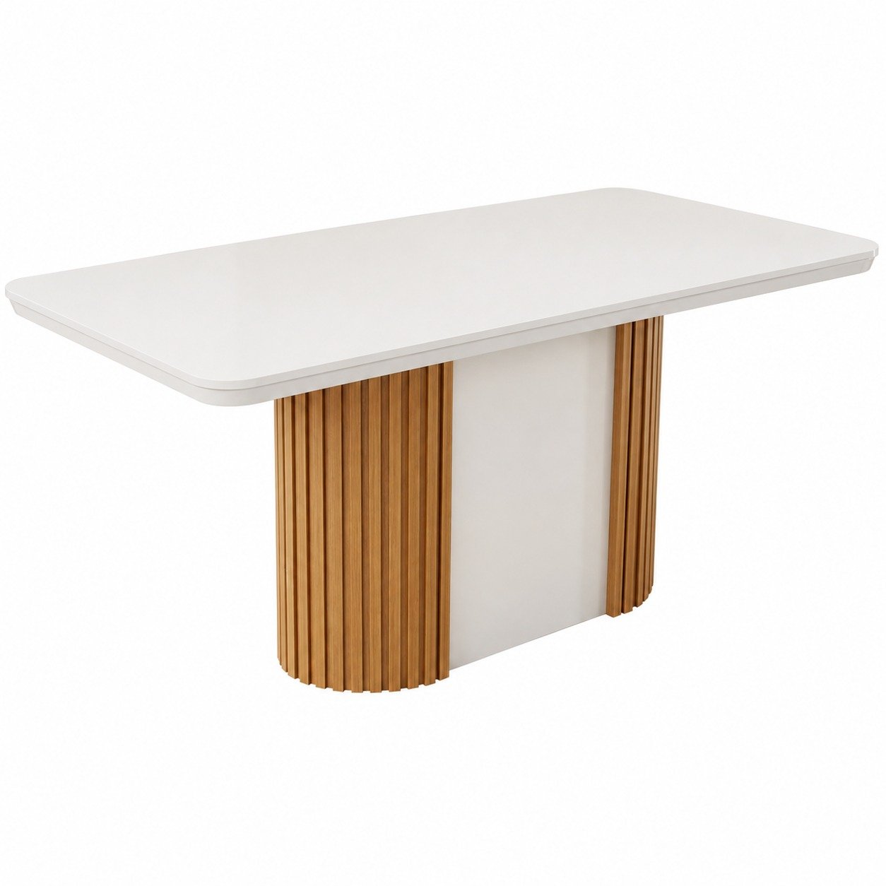 Mesa Pilar 180 Canto Copo (C/Vidro) Off White/Off White/Naturale – RUFATO - Imagem 2