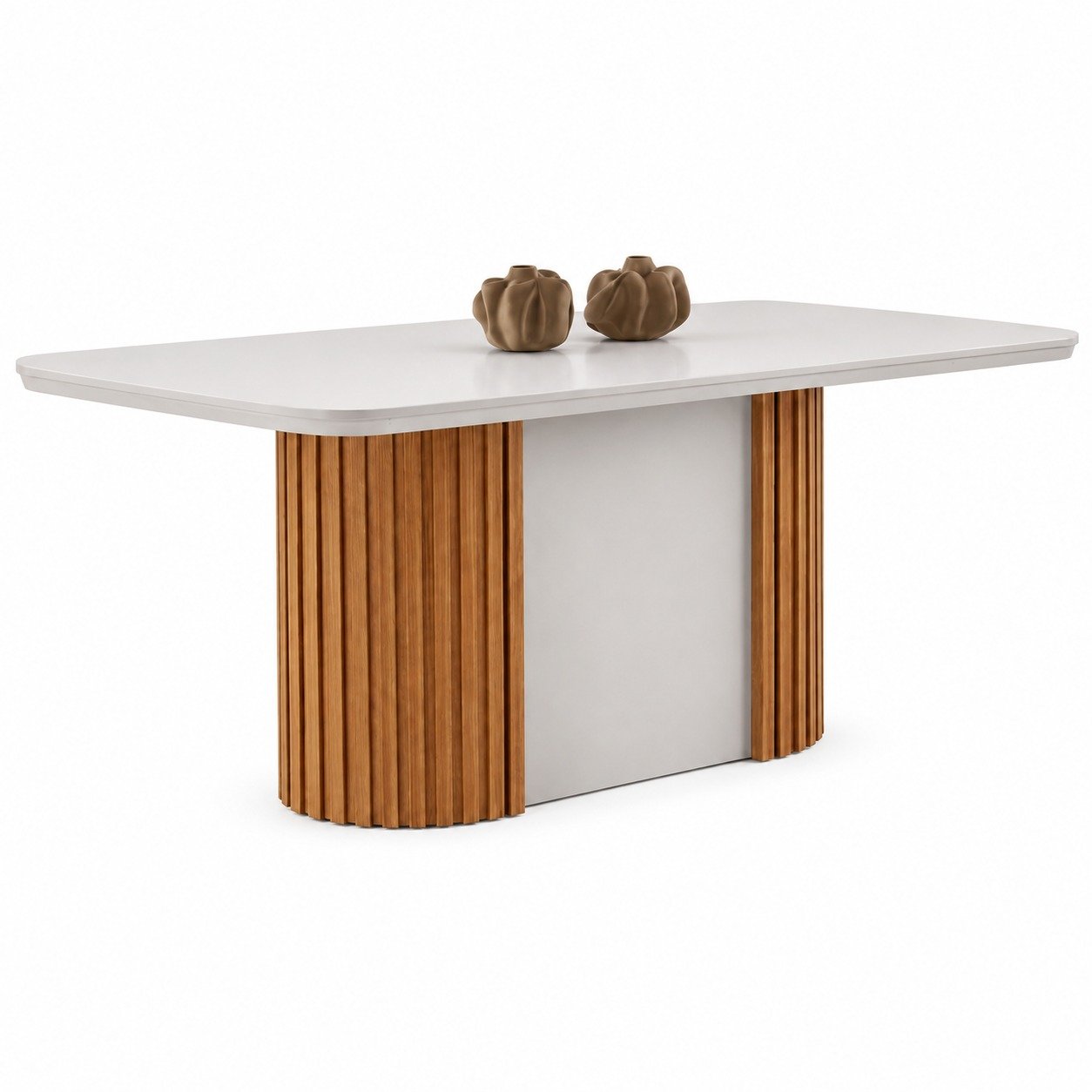 Mesa Pilar 180 Canto Copo (C/Vidro) Off White/Off White/Naturale – RUFATO - Imagem 3