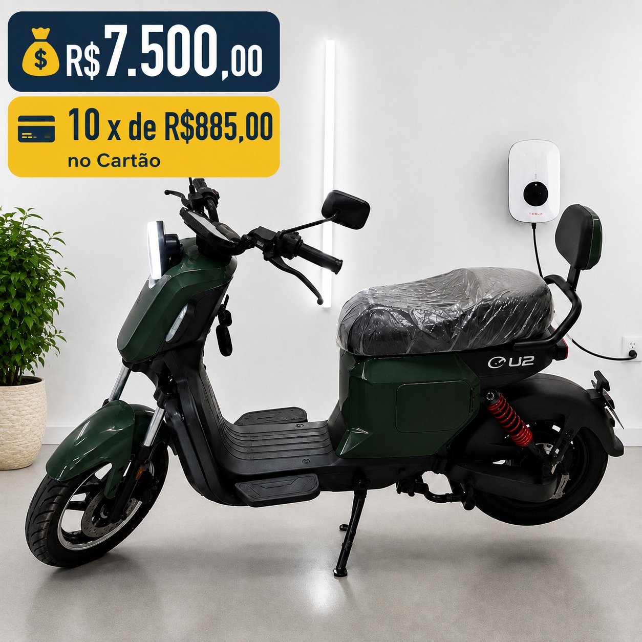 Moto Elétrica U2 1000W Verde - KONECT MOTOS ELÉTRICAS