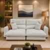 Sofá Retrátil e Reclinável Grambelo/Gran Bello 2,00 m Veludo Bege 01 – D SALA DECOR ESTOFADOS