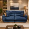 Sofá Retrátil e Reclinável Grambelo/Gran Bello 2,50 m Veludo Azul 07 – D SALA DECOR ESTOFADOS