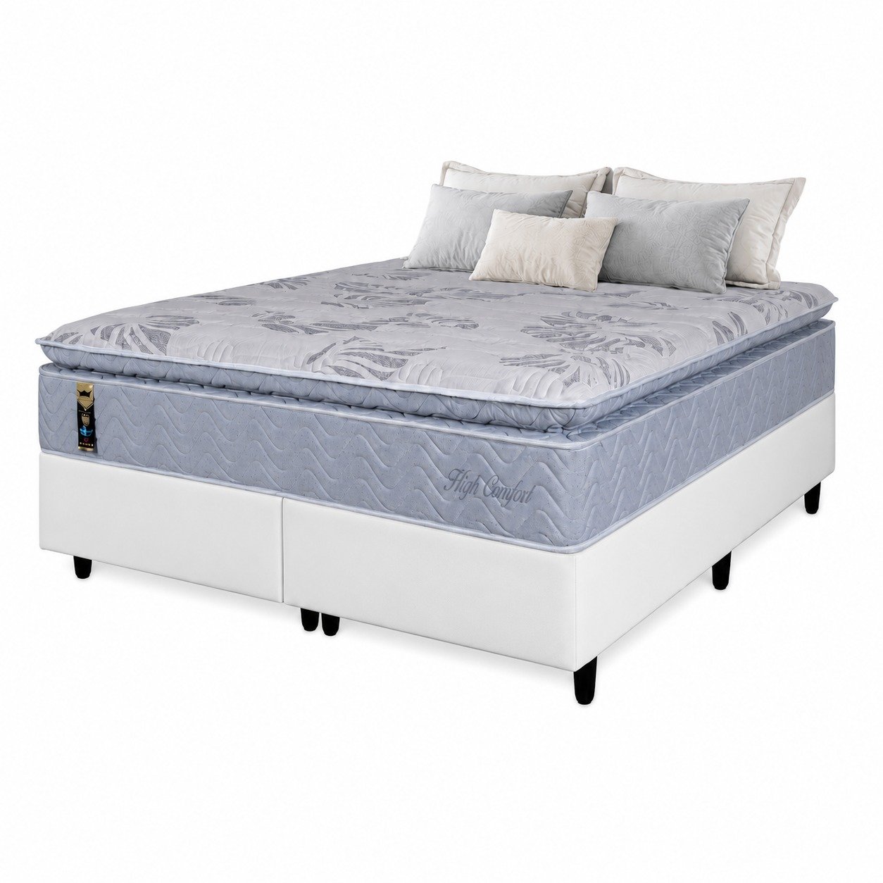 Colchão Queen High Comfort 34 cm D28 Molas Ensacadas + Base Simples Corino Branco – KING KONFORT COLCHÕES + BIOSTAR - Imagem 2