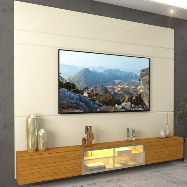 Painel até 85″ Luminare 2,17 m Off White + Nicho Luminare 2,15 m Naturale – GELIUS