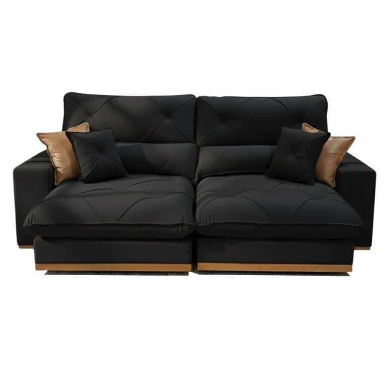 Sofá Retrátil e Reclinável Grambelo/Gran Bello 2,30 m Veludo Preto 14 – D SALA DECOR ESTOFADOS - Imagem 2