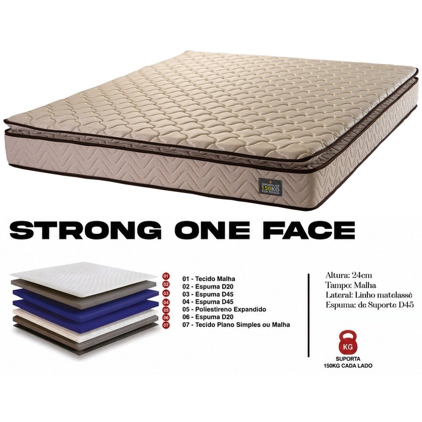 Colchão Queen Strong One Face 24 cm D45 Molas Ensacadas- KING KONFORT COLCHÕES - Imagem 2