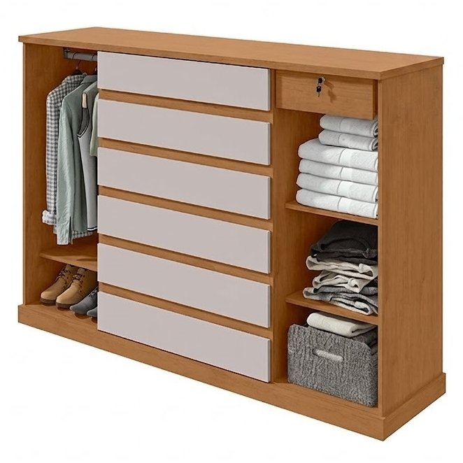 Cômoda 7 Gavetas Vedra Amêndoa Clean/Off White – LOPAS - Imagem 6
