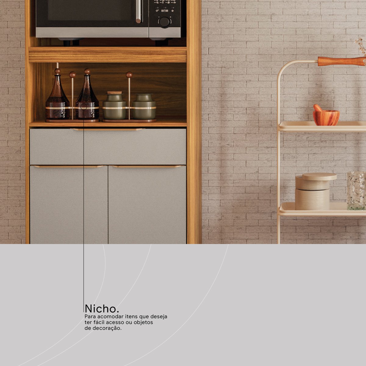 Cozinha Completa Plena Cinamon Touch/Nude - DEMÓBILE - Imagem 6