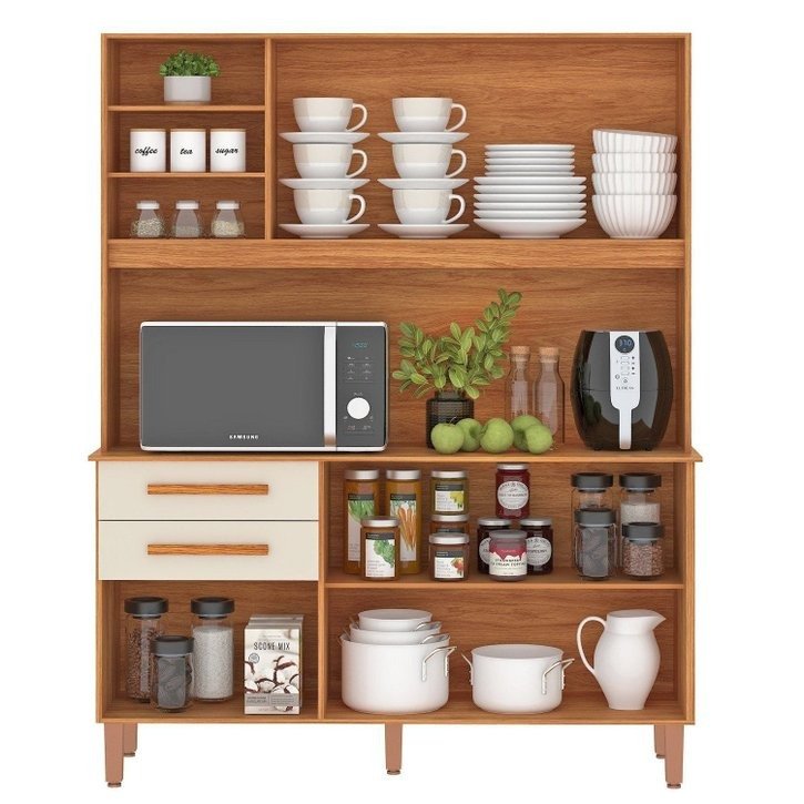 Kit Cozinha Adelle CM740 1,20 m Cinamomo/Off White - FELLICCI - Imagem 2