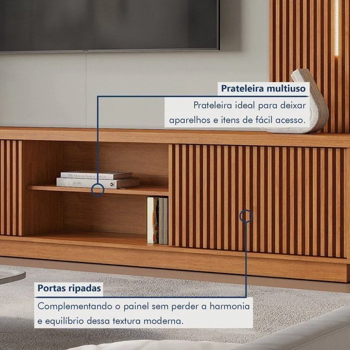 Rack Arezzo + Painel Arezzo - NATURALLE/OFF WHITE - Imagem 6