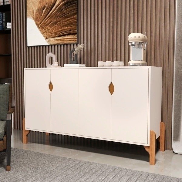 Buffet 4 Portas Titan Off White/Cedro - SAL MOVELARIA
