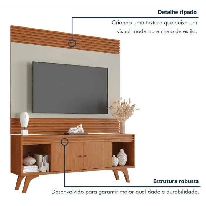 Rack Sevilha + Painel Sevilha – NATURALLE/OFF WHITE - Imagem 8