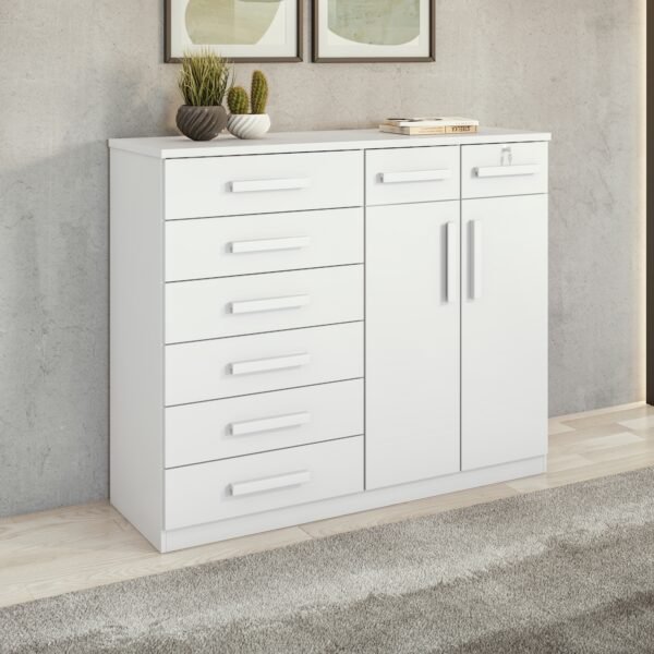 Cômoda 8 Gavetas com Sapateira Dupla Toronto Branco - LOPAS