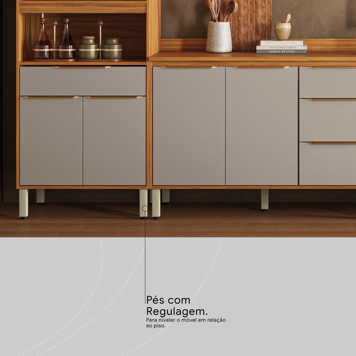 Cozinha Completa Plena Cinamon Touch/Nude - DEMÓBILE - Imagem 7