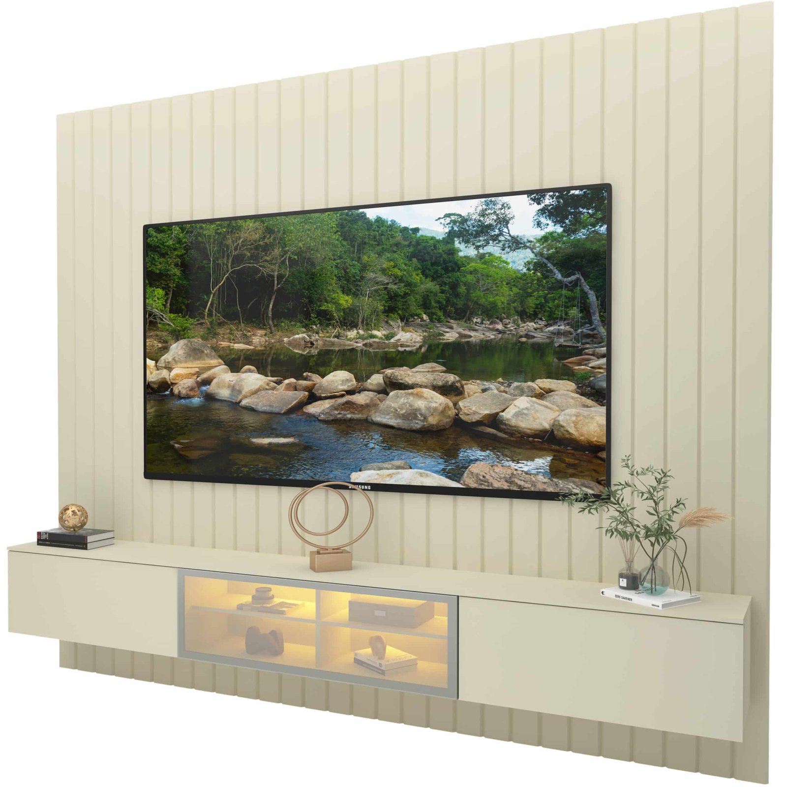 Home Suspenso até 85" Majestade 230 Off White com Nicho Luminare Off White - GELIUS - Imagem 8
