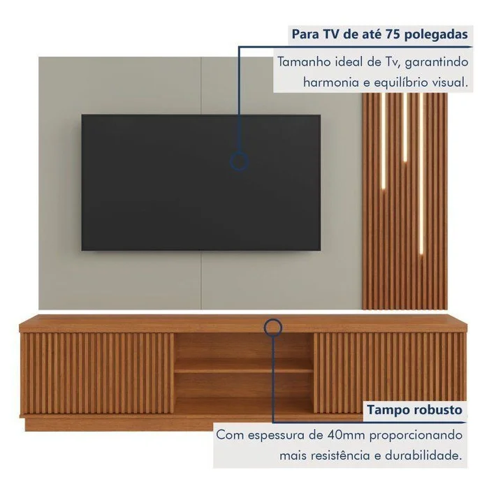 Rack Arezzo + Painel Arezzo - NATURALLE/OFF WHITE - Imagem 7