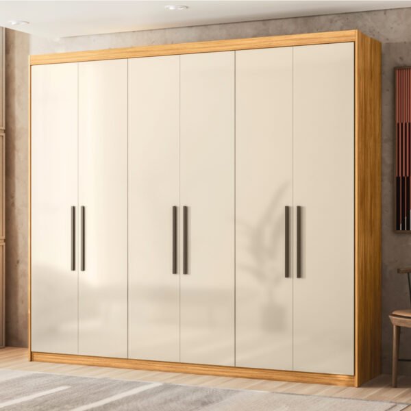 Guarda-Roupa 6 Portas Venice 2,41 m Cinamon Touch/Off White - DEMÓBILE