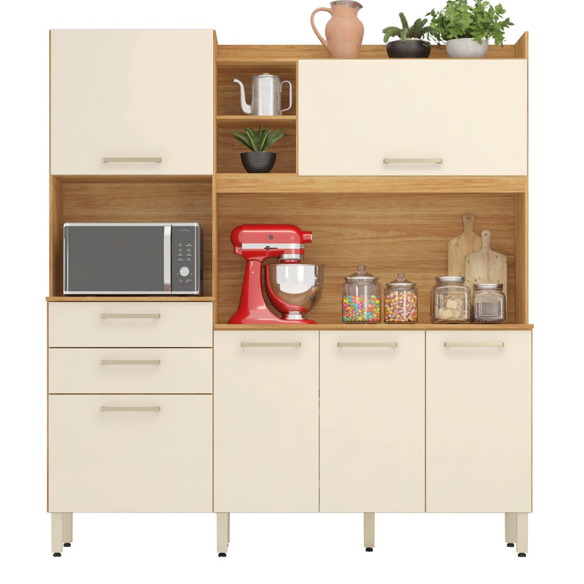 Kit Cozinha Select 1,78 m Cinamon Touch/Off White - DEMÓBILE - Imagem 4