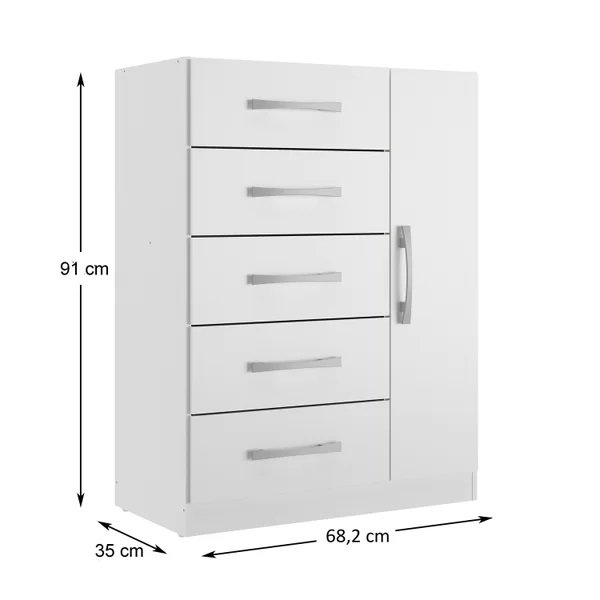Cômoda 5 Gavetas com Sapateira Corais 11CO1523 Branco – RODIAL MÓVEIS - Imagem 4