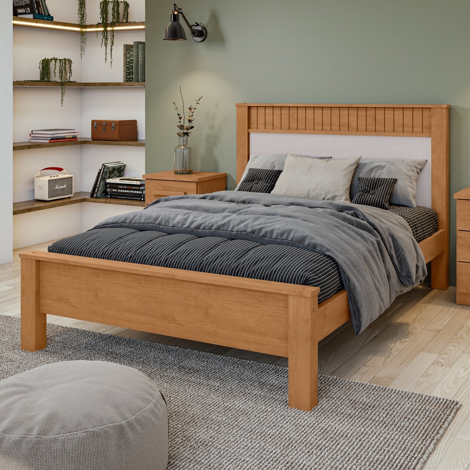 Cama Casal Athenas Amêndoa Clean/Off White/Amêndoa - LOPAS - Imagem 2