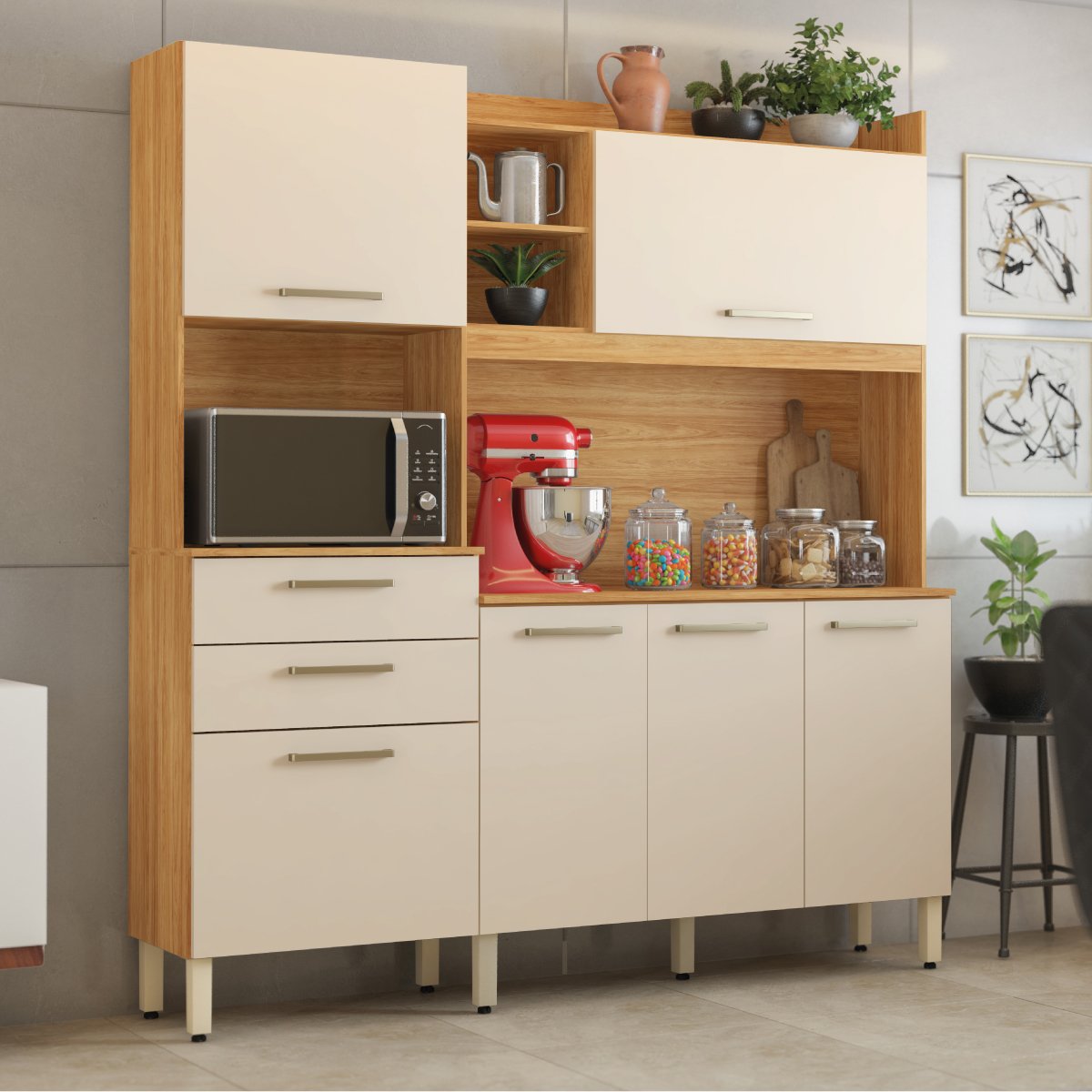 Kit Cozinha Select 1,78 m Cinamon Touch/Off White - DEMÓBILE