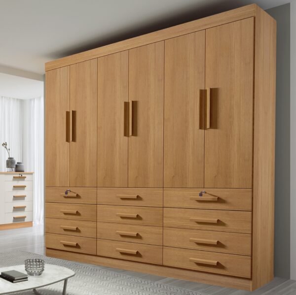 Guarda-Roupa 6 Portas Mônaco 2,40 m Cinamomo – D’DORO MÓVEIS