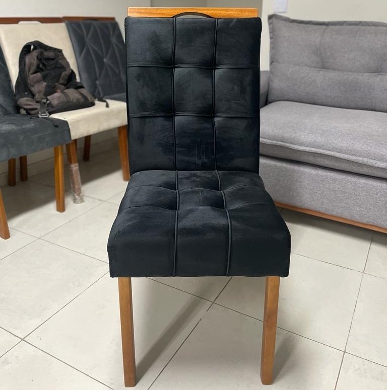 Mesa Salinas 120 Cinamomo/Off White com 4 Cadeiras Sophia Veludo Preto – CEL MÓVEIS + WM DECOR - Imagem 2