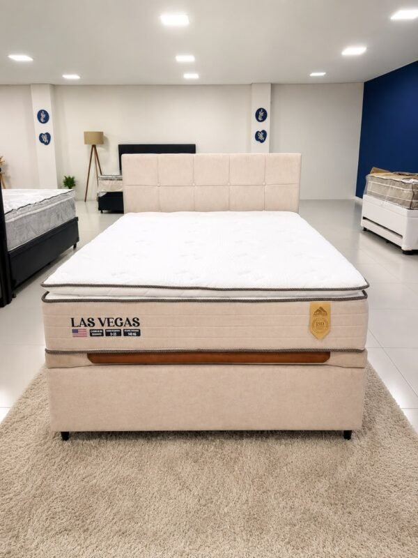 Colchão Casal Las Vegas + Base Box Baú Evolux