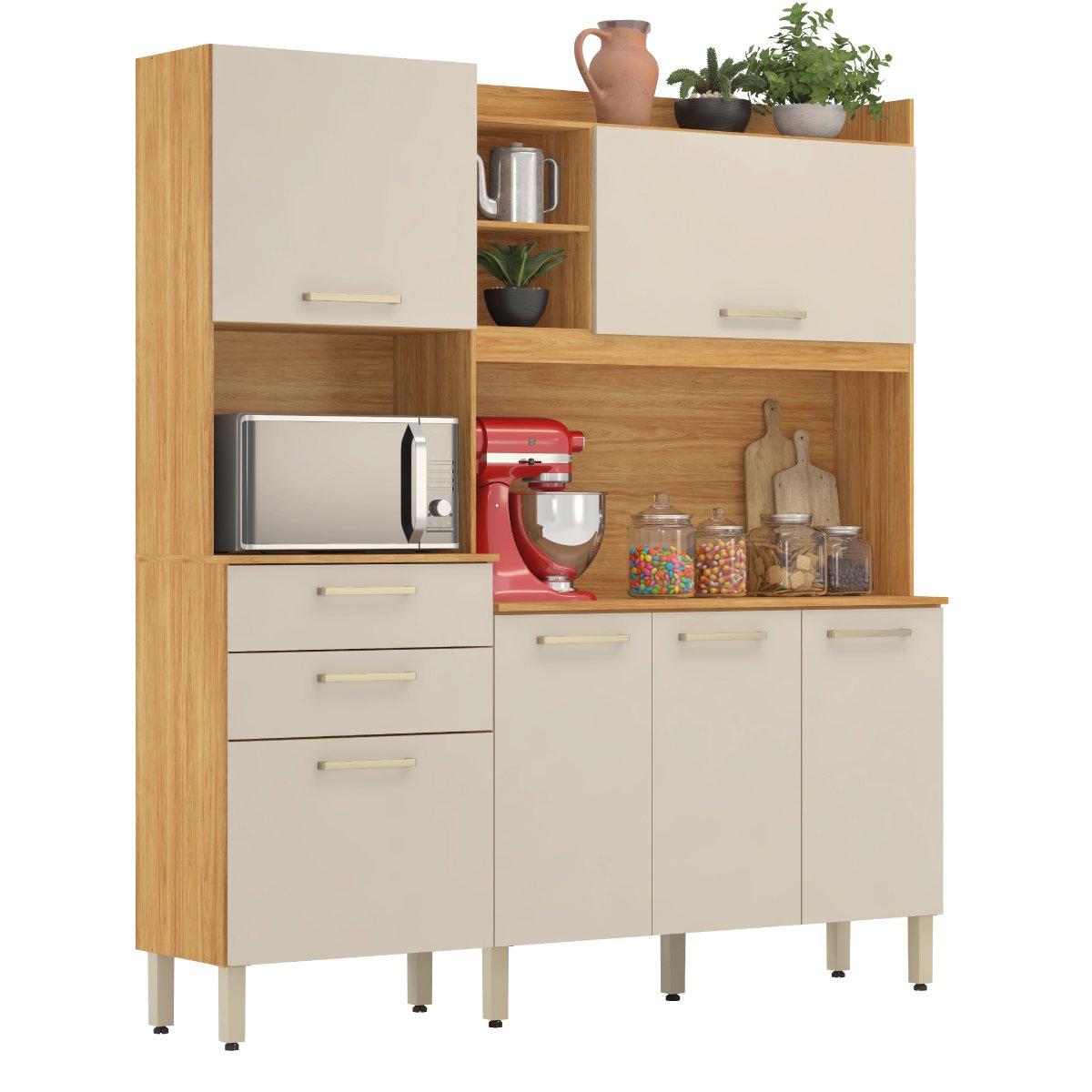 Kit Cozinha Select 1,78 m Cinamon Touch/Off White - DEMÓBILE - Imagem 5
