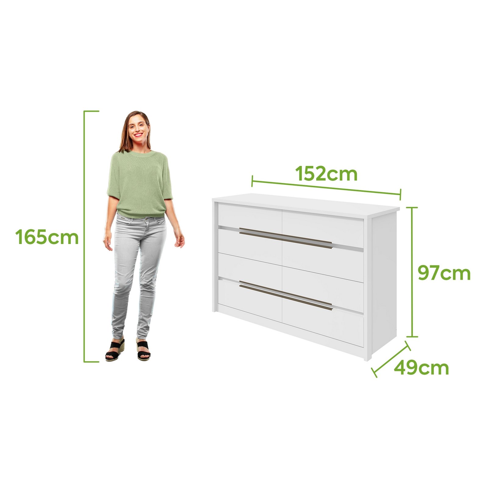 Cômoda 8 Gavetas Urban Branco – LOPAS - Imagem 3
