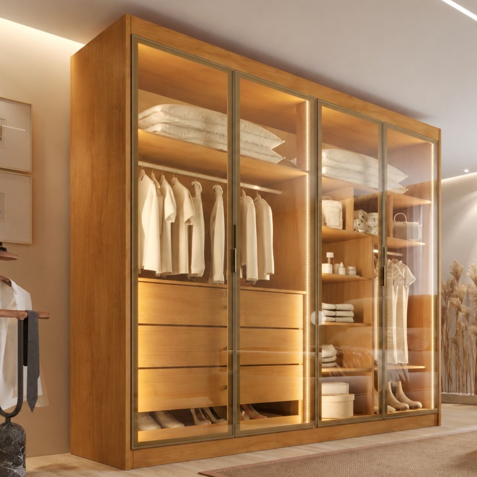Guarda-Roupa 4 Portas Odessa 1,69 m Peroba - MÓVEIS EUROPA