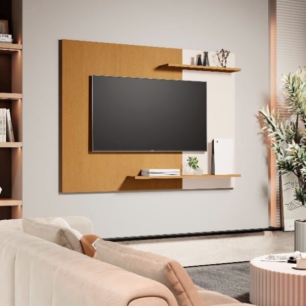 Painel até 50" Mênfis Cedro/Off White - SAL MOVELARIA