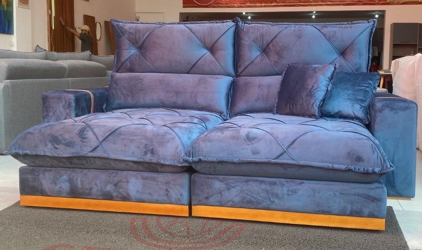 Sofá Retrátil e Reclinável Gran Bello Light 2,30 m Veludo Cinza - QUINE ESTOFADOS - Imagem 2