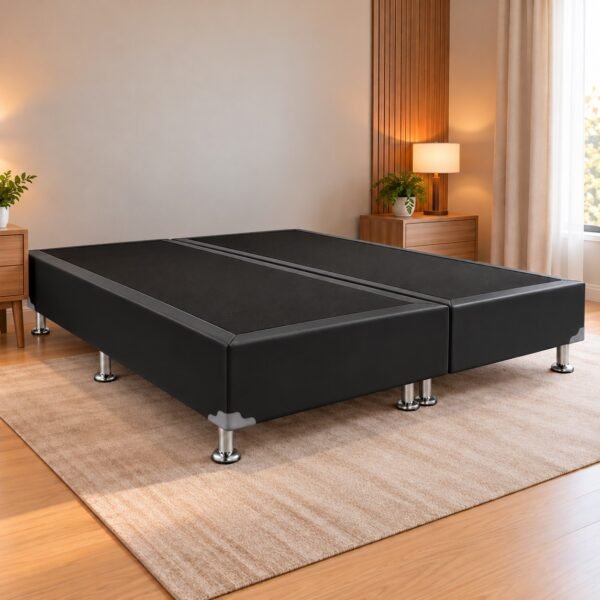 Base Box Queen Simples Corino Preto - ALTO NÍVEL CAMAS E COLCHÕES